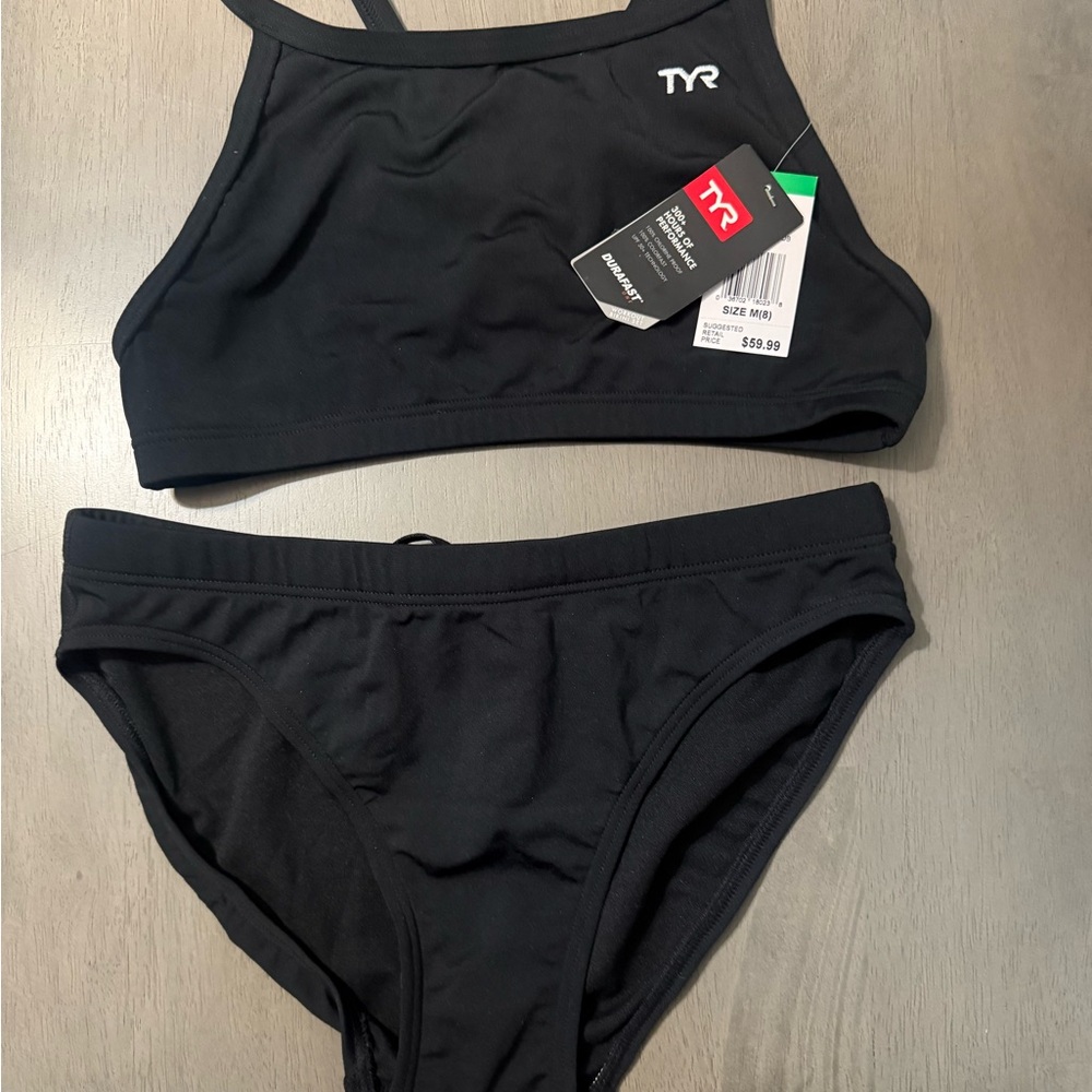 TYR Black Women's Two-Piece Swim Bikini Top and Bottom